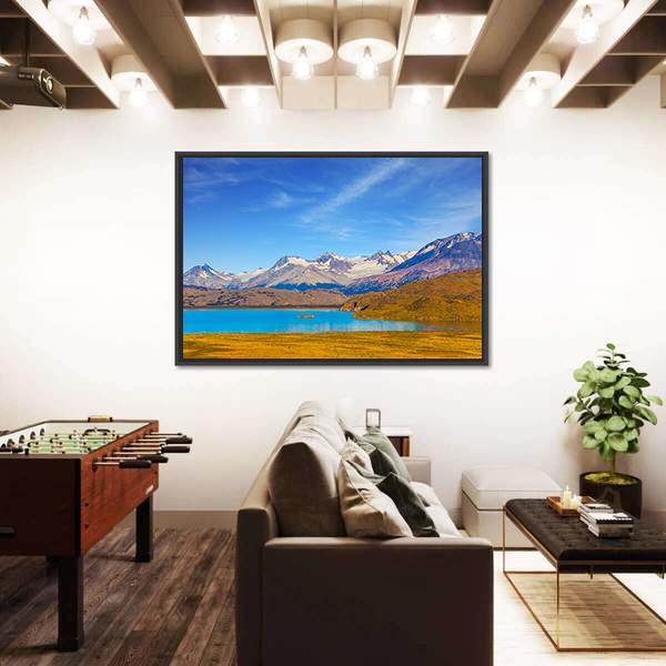 Mirror Lake With Icy Water Canvas Wall Art-5 Horizontal-Gallery Wrap-22" x 12"-Tiaracle