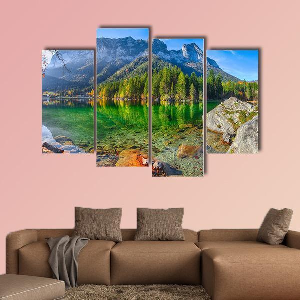Hintersee Lake In Germany Canvas Wall Art-4 Pop-Gallery Wrap-50" x 32"-Tiaracle