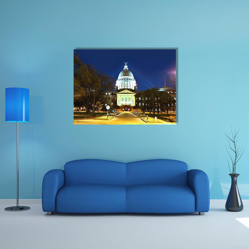 Mississippi State Capitol Canvas Wall Art-1 Piece-Gallery Wrap-36" x 24"-Tiaracle