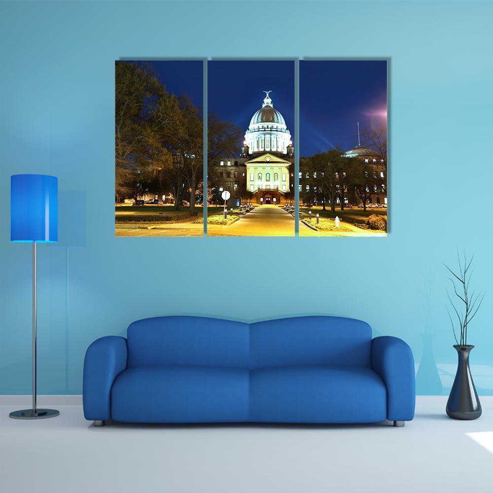 Mississippi State Capitol Canvas Wall Art-3 Horizontal-Gallery Wrap-37" x 24"-Tiaracle