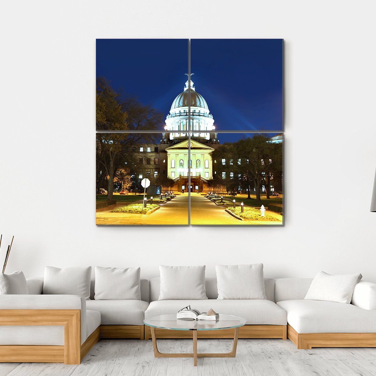 Mississippi State Capitol Canvas Wall Art-4 Square-Gallery Wrap-17" x 17"-Tiaracle