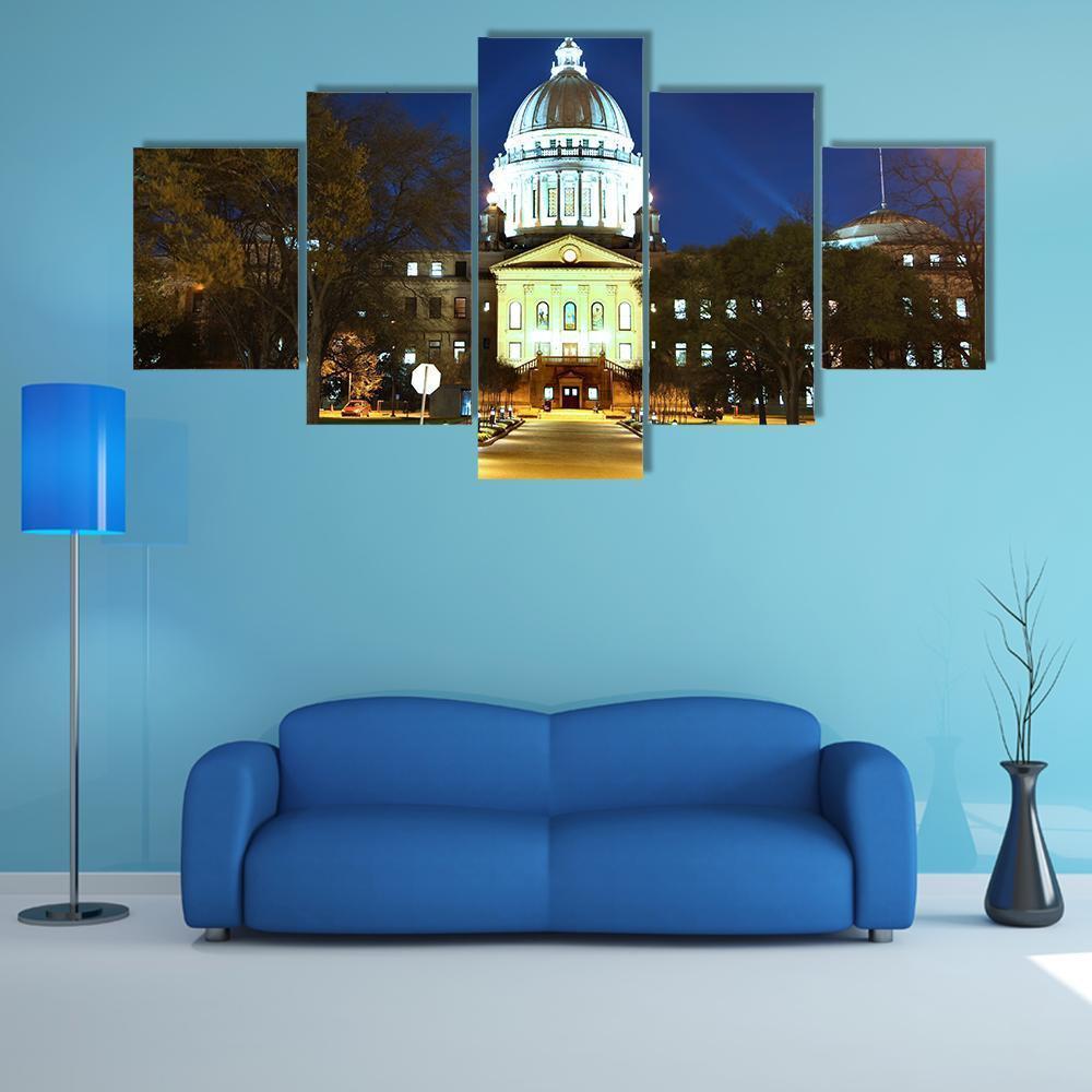 Mississippi State Capitol Canvas Wall Art-5 Star-Gallery Wrap-62" x 32"-Tiaracle