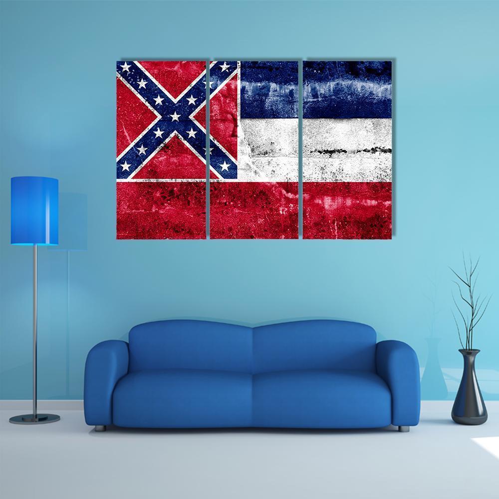 Mississippi Flag Canvas Wall Art-3 Horizontal-Gallery Wrap-37" x 24"-Tiaracle
