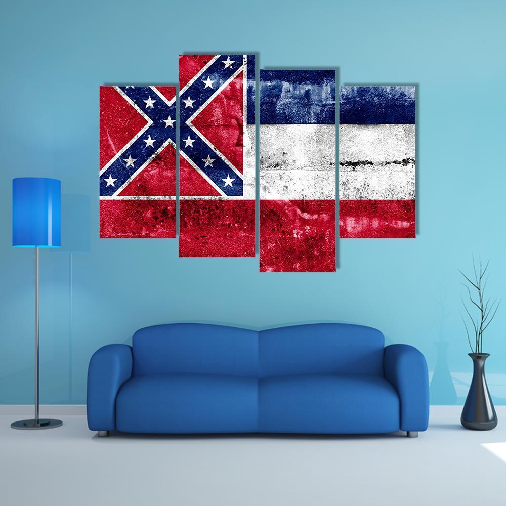 Mississippi Flag Canvas Wall Art-4 Pop-Gallery Wrap-50" x 32"-Tiaracle