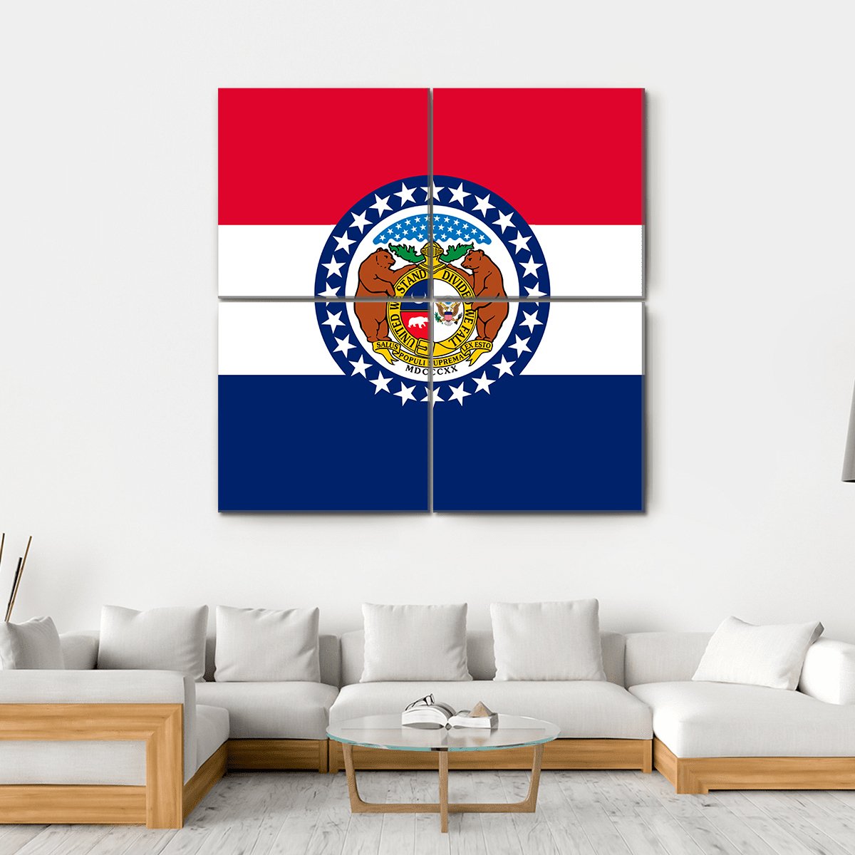 Missouri Flag Canvas Wall Art-4 Square-Gallery Wrap-17" x 17"-Tiaracle