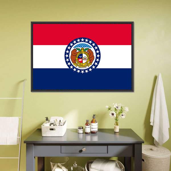 Missouri Flag Canvas Wall Art-1 Piece-Floating Frame-24" x 16"-Tiaracle