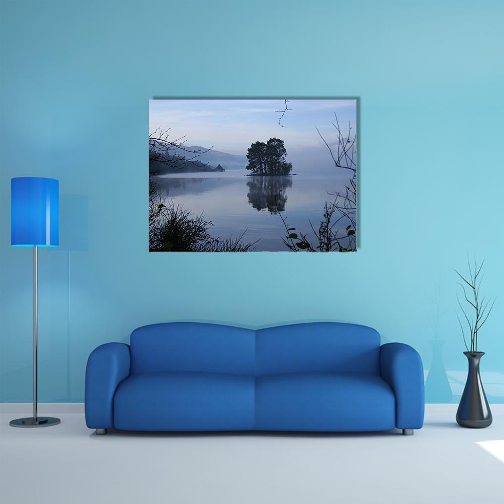 Mist On Loch Tay Canvas Wall Art-1 Piece-Gallery Wrap-48" x 32"-Tiaracle