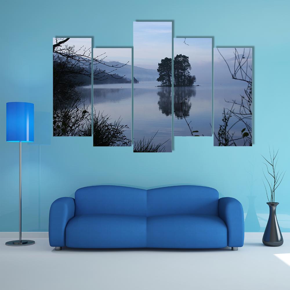 Mist On Loch Tay Canvas Wall Art-5 Pop-Gallery Wrap-47" x 32"-Tiaracle
