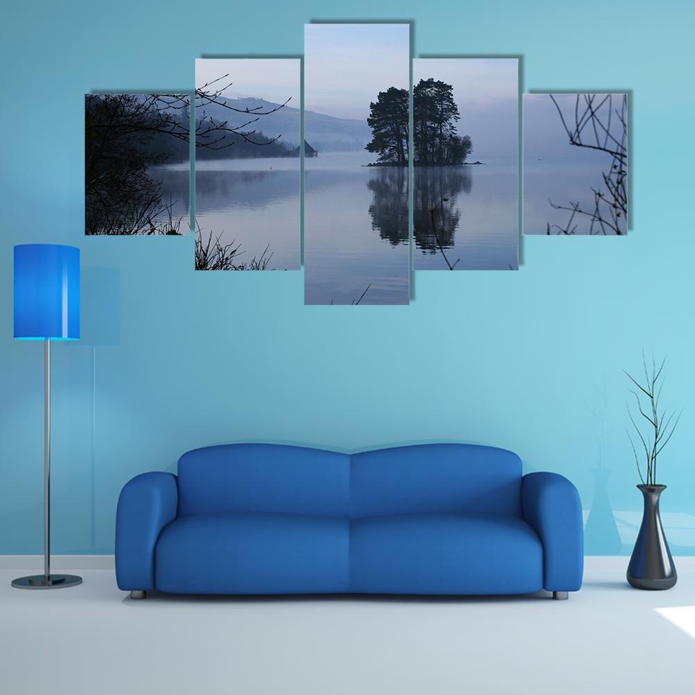 Mist On Loch Tay Canvas Wall Art-5 Star-Gallery Wrap-62" x 32"-Tiaracle