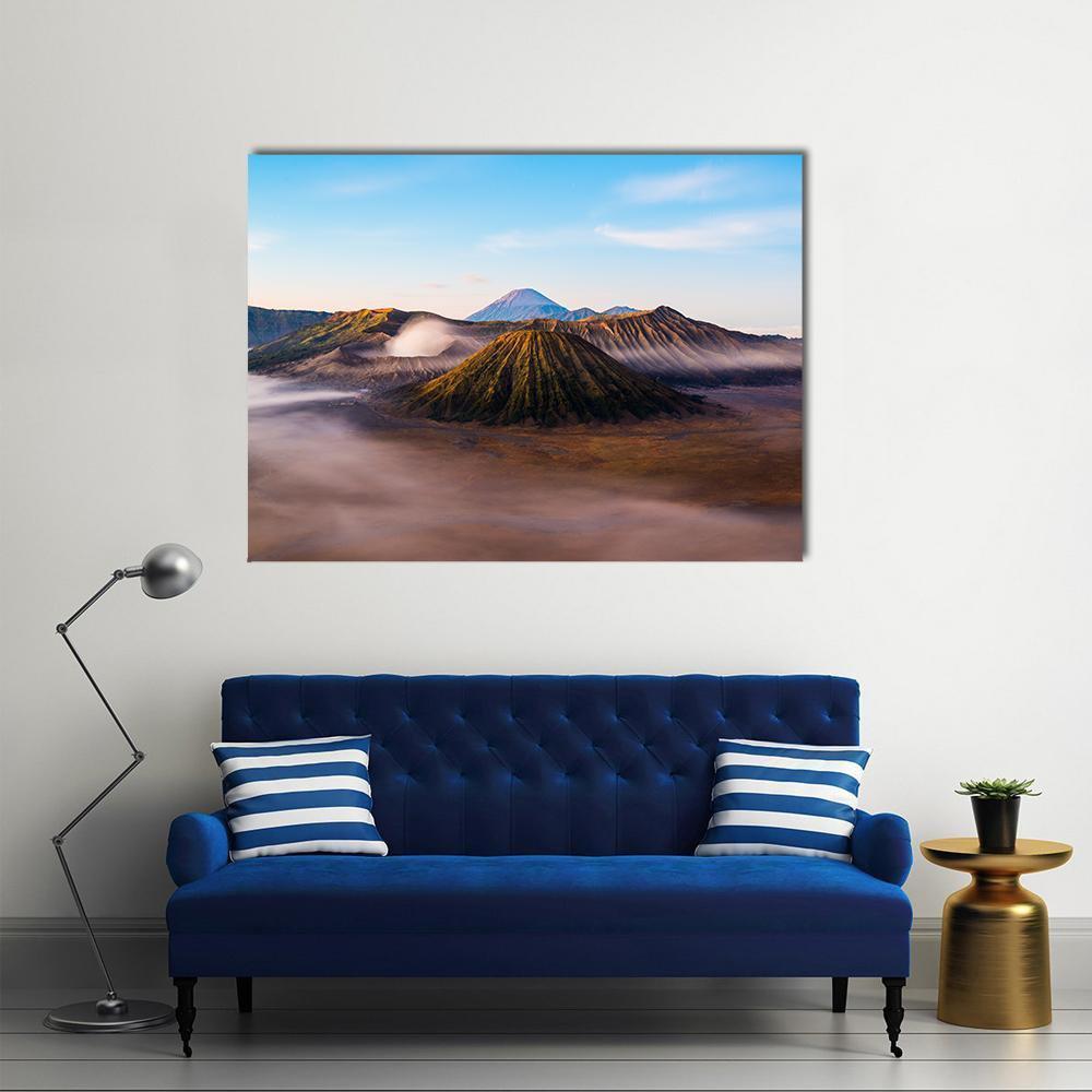 Mist On Mount Bromo Canvas Wall Art-1 Piece-Gallery Wrap-36" x 24"-Tiaracle