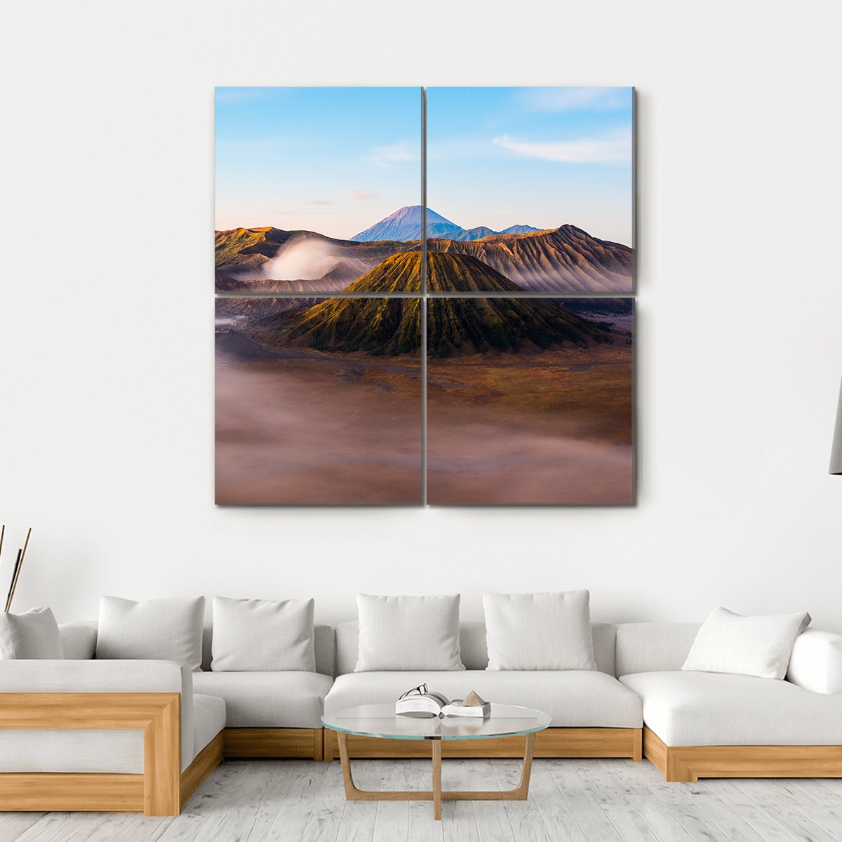 Mist On Mount Bromo Canvas Wall Art-4 Square-Gallery Wrap-17" x 17"-Tiaracle