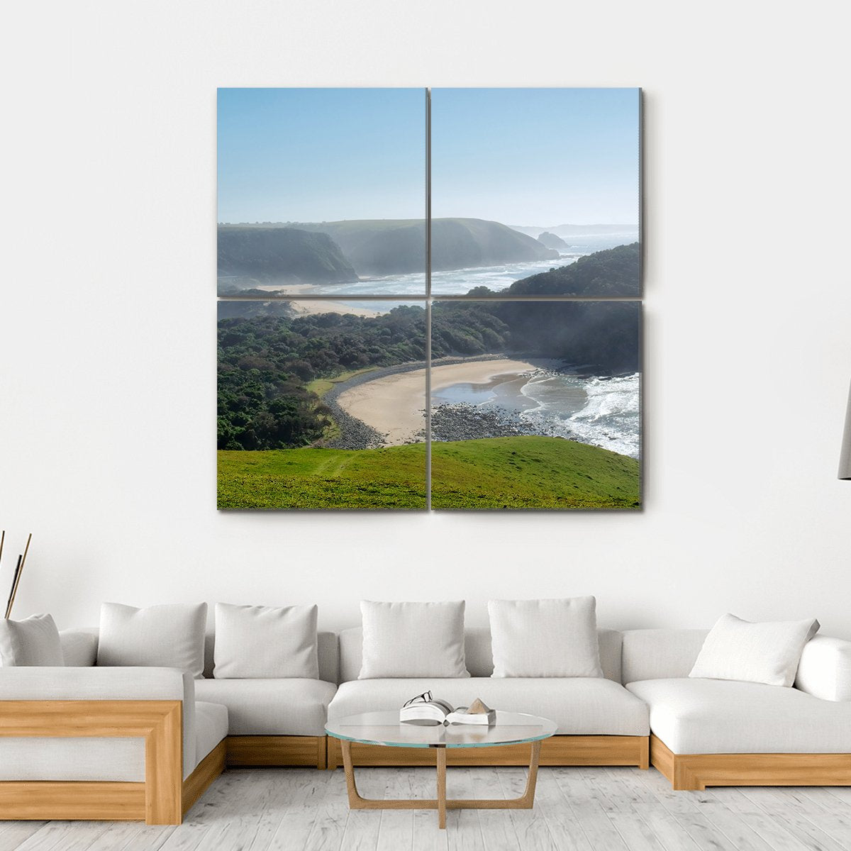 Misty Beach Canvas Wall Art-4 Square-Gallery Wrap-17" x 17"-Tiaracle
