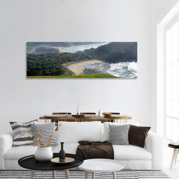 Misty Beach Panoramic Canvas Wall Art-1 Piece-36" x 12"-Tiaracle