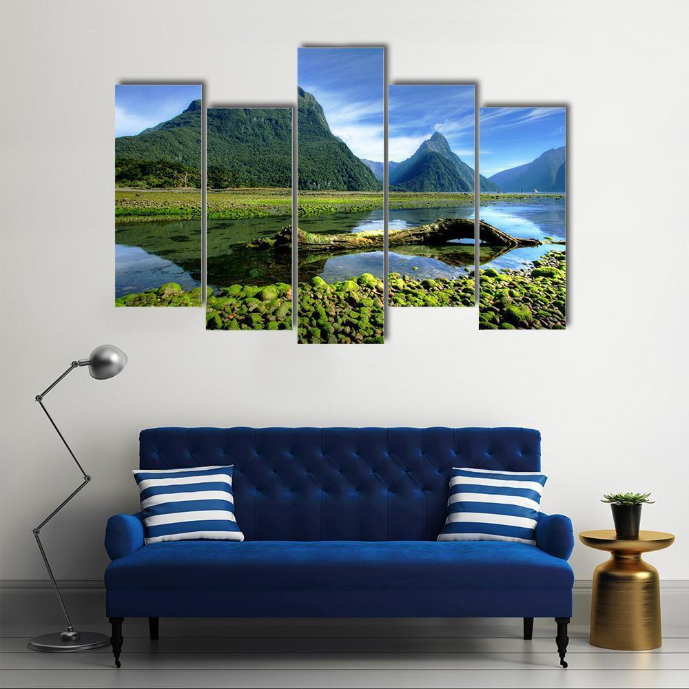 Mitre Peak New Zealand Canvas Wall Art-5 Pop-Gallery Wrap-47" x 32"-Tiaracle