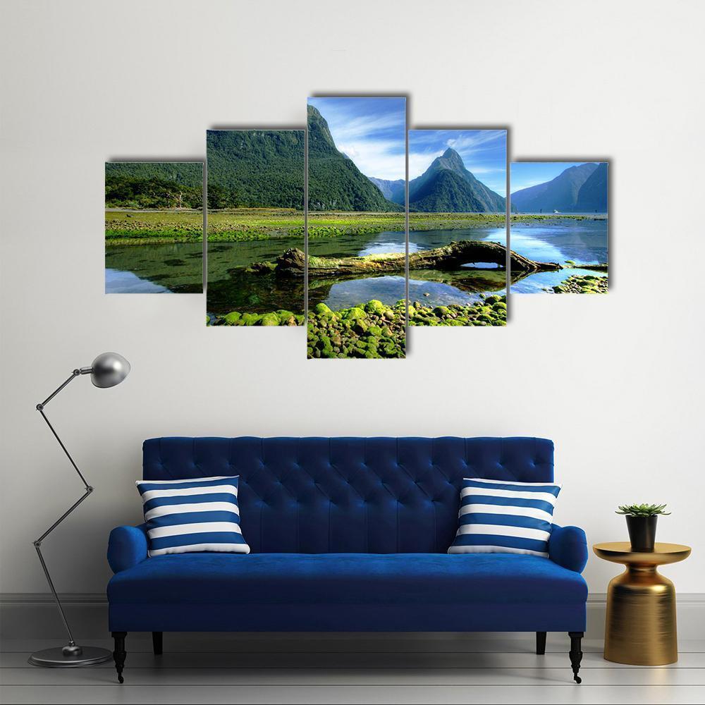Mitre Peak New Zealand Canvas Wall Art-5 Star-Gallery Wrap-62" x 32"-Tiaracle