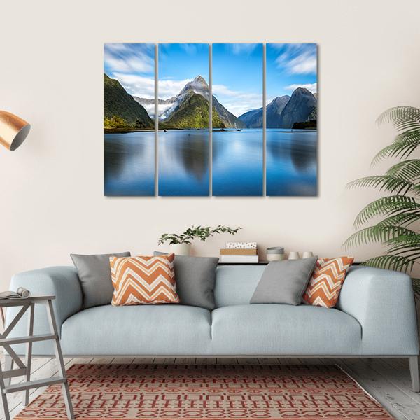 Mitre Peak In New Zealand Canvas Wall Art-4 Horizontal-Gallery Wrap-34" x 24"-Tiaracle