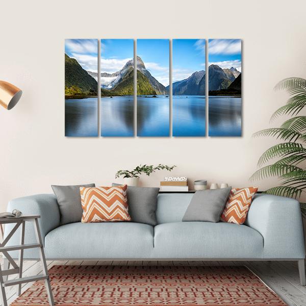 Mitre Peak In New Zealand Canvas Wall Art-5 Horizontal-Gallery Wrap-22" x 12"-Tiaracle