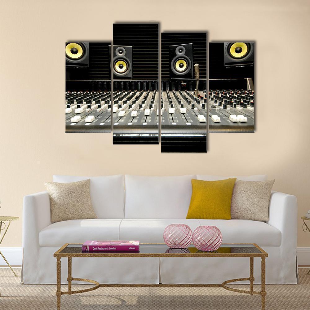 Mixing Desk With Speakers Canvas Wall Art-4 Pop-Gallery Wrap-50" x 32"-Tiaracle