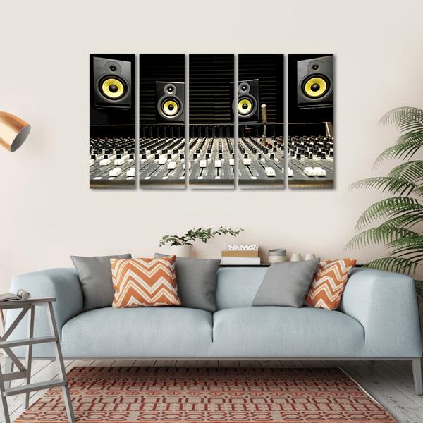 Mixing Desk With Speakers Canvas Wall Art-5 Horizontal-Gallery Wrap-22" x 12"-Tiaracle