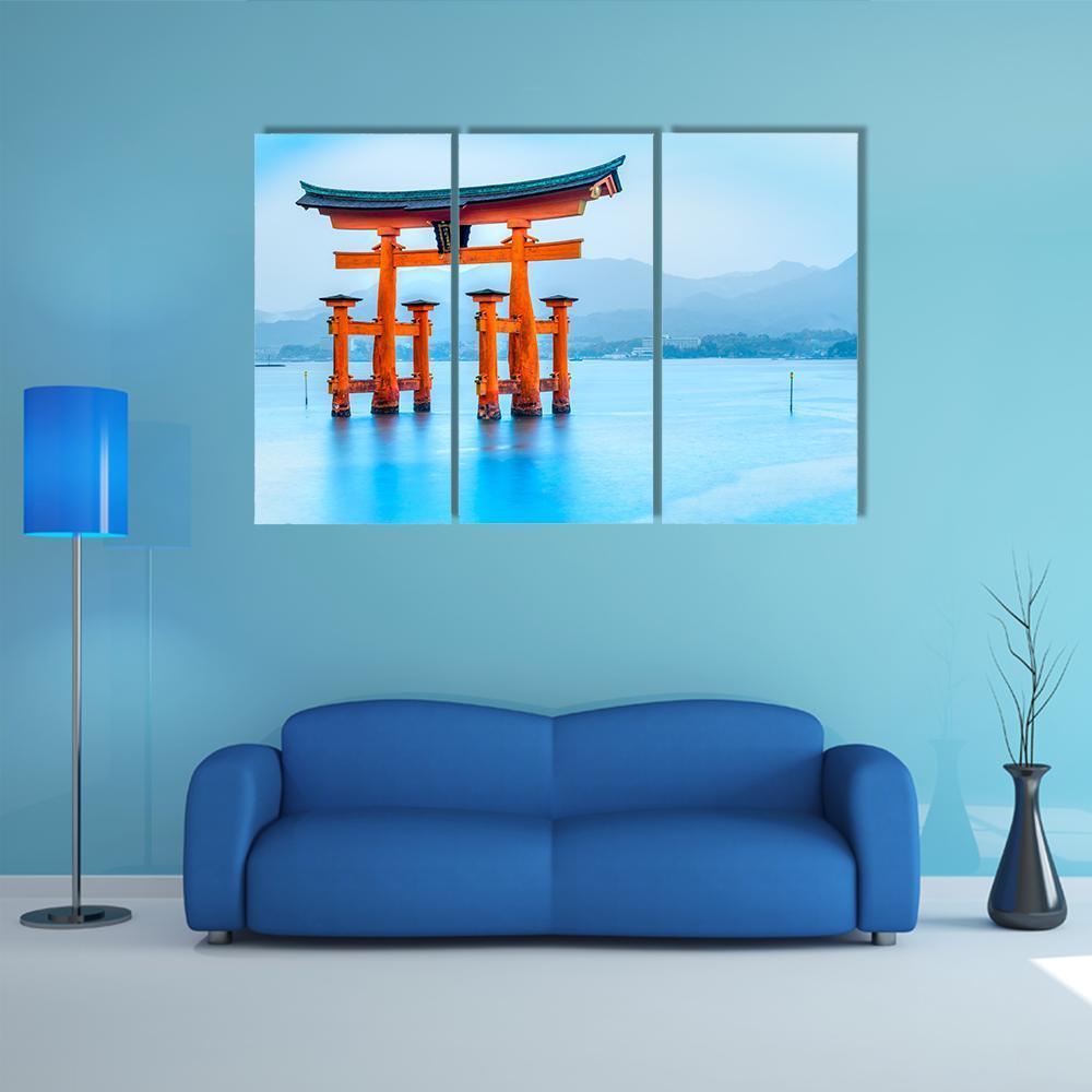 Floating Torii Gate Japan Canvas Wall Art-3 Horizontal-Gallery Wrap-37" x 24"-Tiaracle