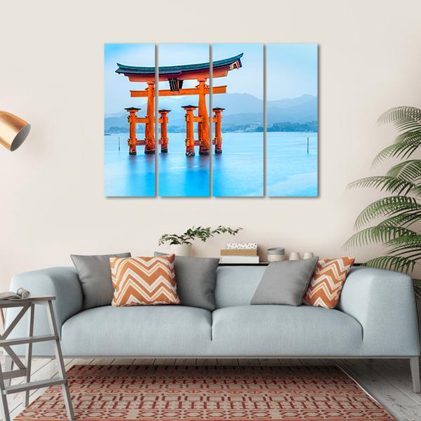 Floating Torii Gate Japan Canvas Wall Art-4 Horizontal-Gallery Wrap-34" x 24"-Tiaracle