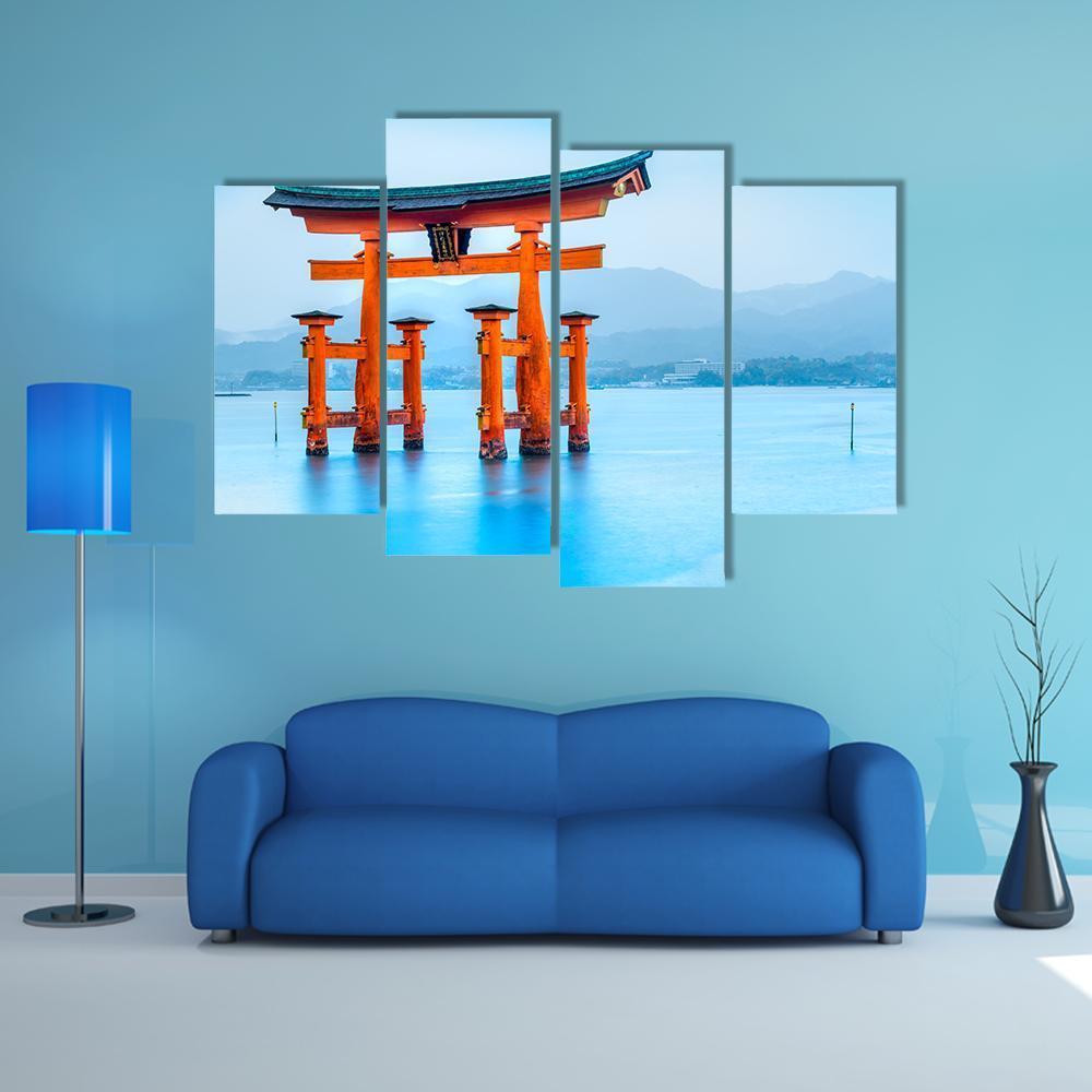 Floating Torii Gate Japan Canvas Wall Art-4 Pop-Gallery Wrap-50" x 32"-Tiaracle