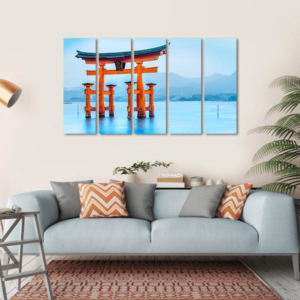 Floating Torii Gate Japan Canvas Wall Art-5 Horizontal-Gallery Wrap-22" x 12"-Tiaracle