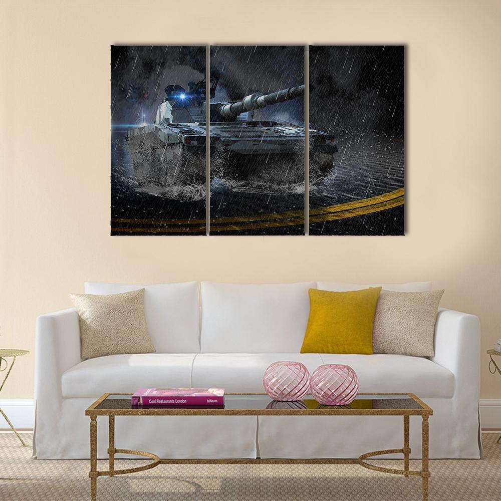 Modern Battle Tank Canvas Wall Art-4 Pop-Gallery Wrap-50" x 32"-Tiaracle