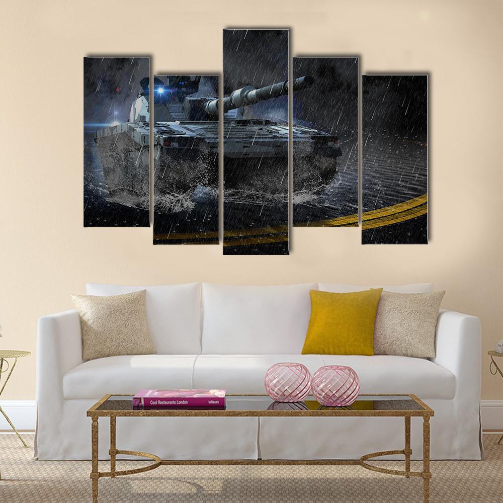 Modern Battle Tank Canvas Wall Art-5 Pop-Gallery Wrap-47" x 32"-Tiaracle