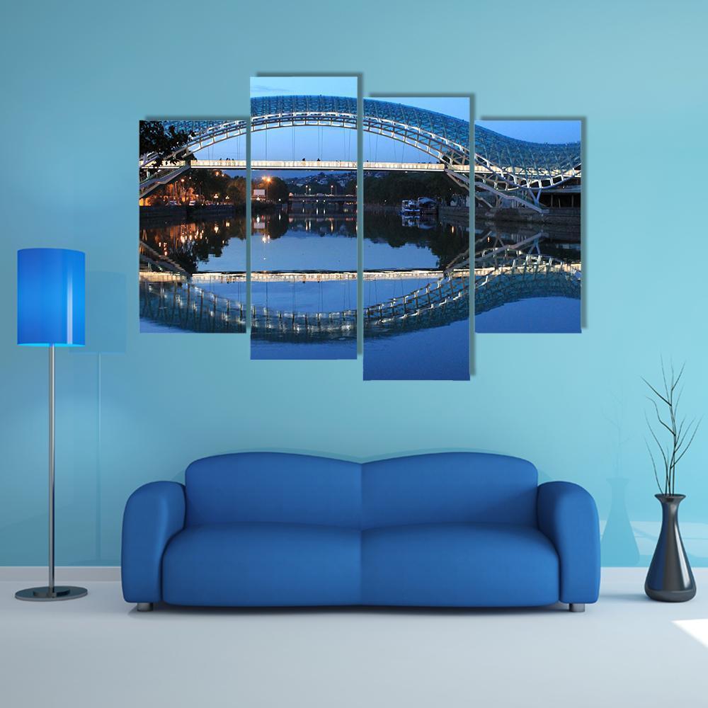 Modern Bridge In Tbilisi Canvas Wall Art-4 Pop-Gallery Wrap-50" x 32"-Tiaracle