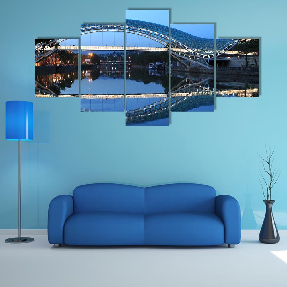 Modern Bridge In Tbilisi Canvas Wall Art-3 Horizontal-Gallery Wrap-37" x 24"-Tiaracle