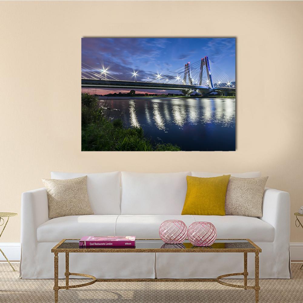 Bridge Over Vistula River Canvas Wall Art-5 Star-Gallery Wrap-62" x 32"-Tiaracle