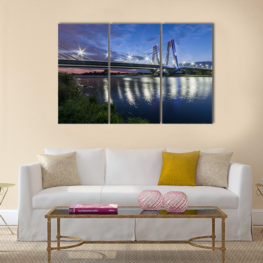 Bridge Over Vistula River Canvas Wall Art-3 Horizontal-Gallery Wrap-37" x 24"-Tiaracle