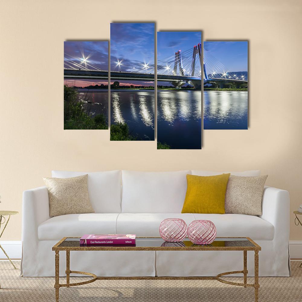 Bridge Over Vistula River Canvas Wall Art-4 Pop-Gallery Wrap-50" x 32"-Tiaracle