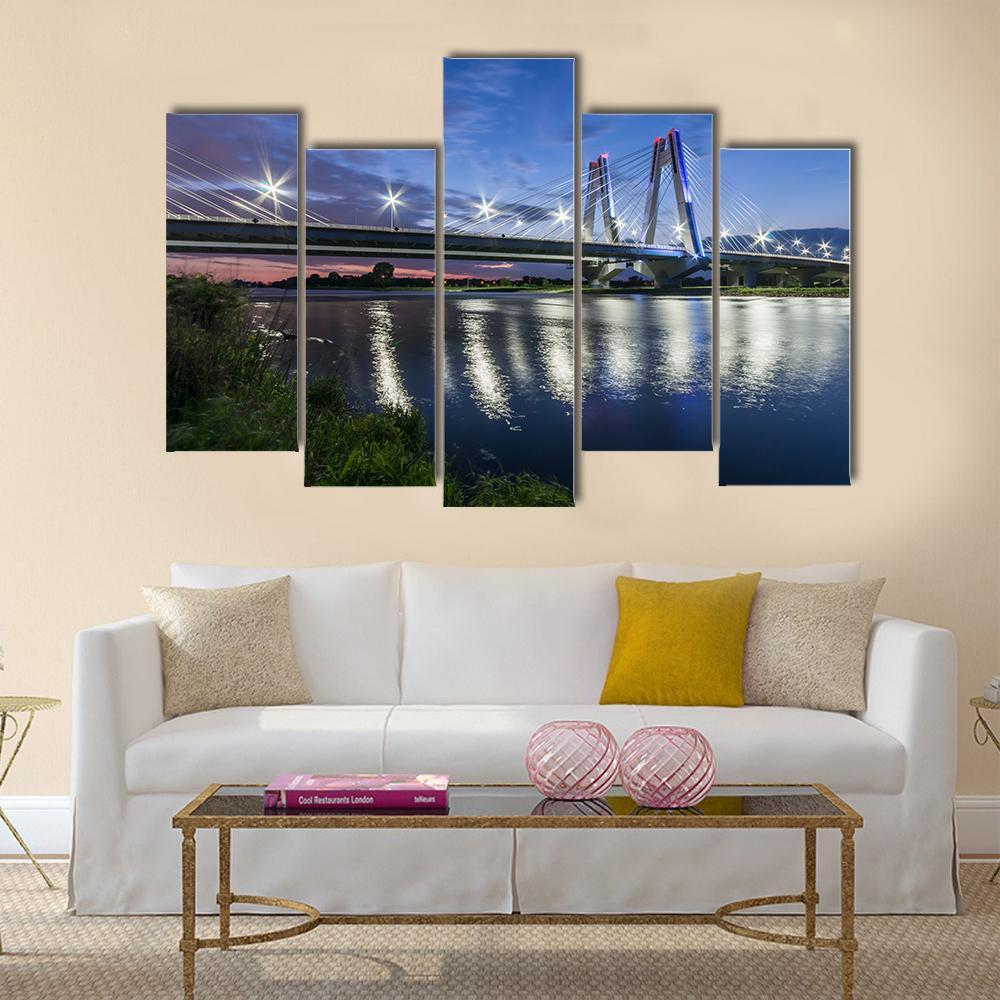 Bridge Over Vistula River Canvas Wall Art-5 Pop-Gallery Wrap-47" x 32"-Tiaracle