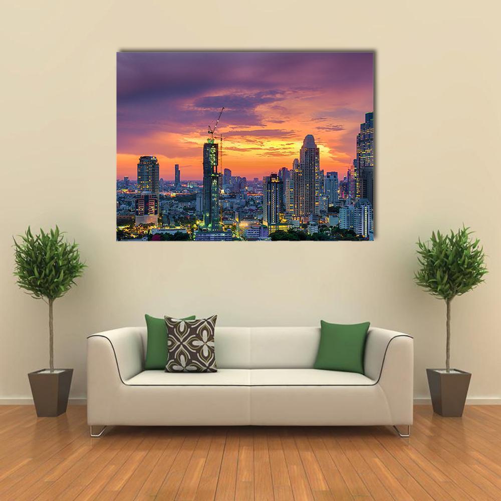 Modern Building Bangkok Canvas Wall Art-1 Piece-Gallery Wrap-48" x 32"-Tiaracle