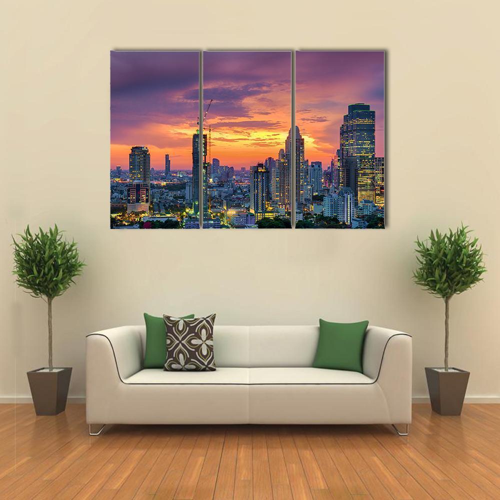 Modern Building Bangkok Canvas Wall Art-3 Horizontal-Gallery Wrap-37" x 24"-Tiaracle