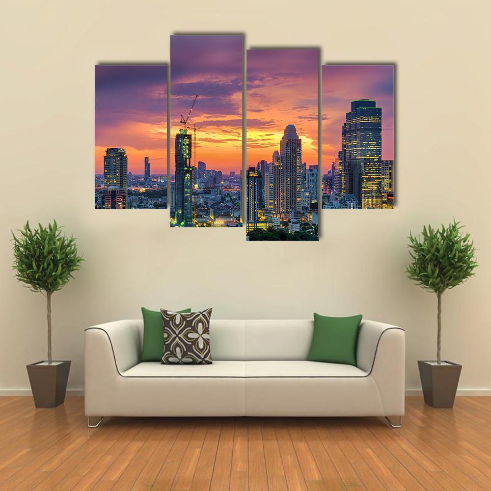Modern Building Bangkok Canvas Wall Art-4 Pop-Gallery Wrap-50" x 32"-Tiaracle