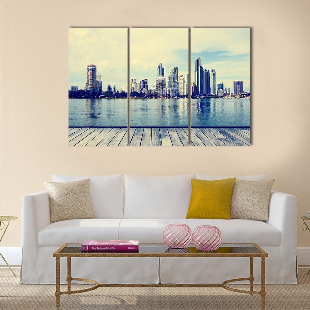 Modern Buildings Of Gold Coast Canvas Wall Art-3 Horizontal-Gallery Wrap-37" x 24"-Tiaracle