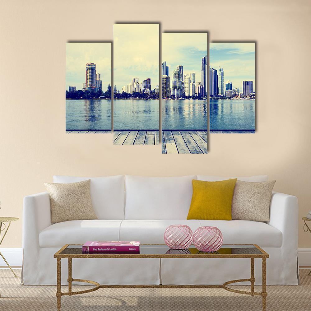 Modern Buildings Of Gold Coast Canvas Wall Art-4 Pop-Gallery Wrap-50" x 32"-Tiaracle