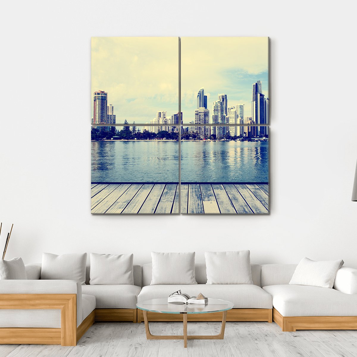 Modern Buildings Of Gold Coast Canvas Wall Art-4 Square-Gallery Wrap-17" x 17"-Tiaracle
