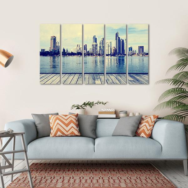 Modern Buildings Of Gold Coast Canvas Wall Art-5 Horizontal-Gallery Wrap-22" x 12"-Tiaracle
