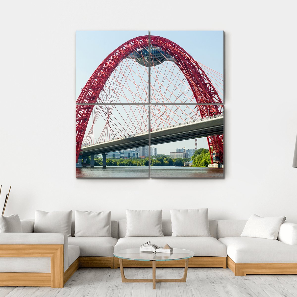 Cable Stayed Bridge Europe Canvas Wall Art-4 Square-Gallery Wrap-17" x 17"-Tiaracle