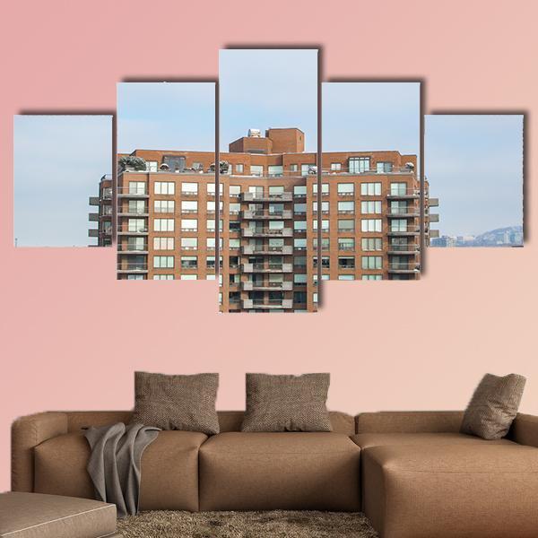 Modern Condo Buildings Canvas Wall Art-5 Star-Gallery Wrap-62" x 32"-Tiaracle