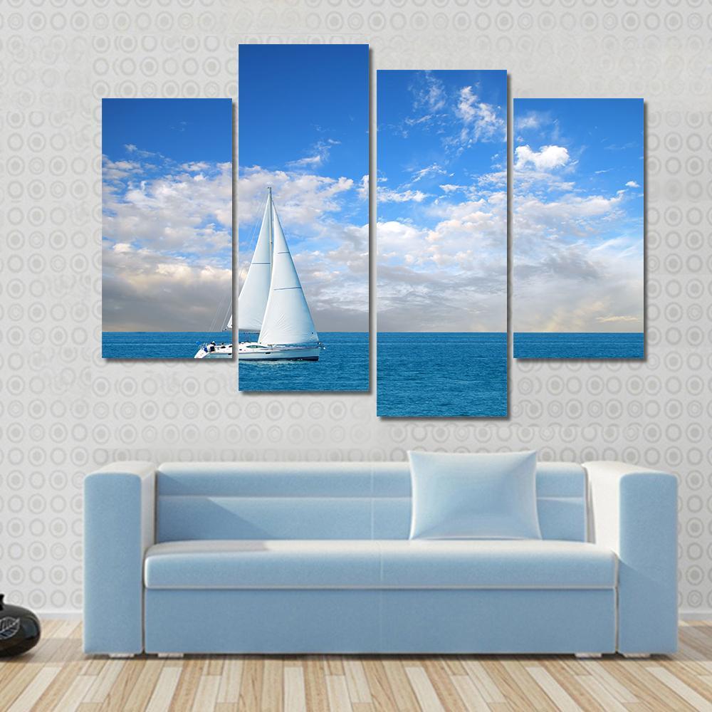Modern Sail Boat Canvas Wall Art-4 Pop-Gallery Wrap-50" x 32"-Tiaracle