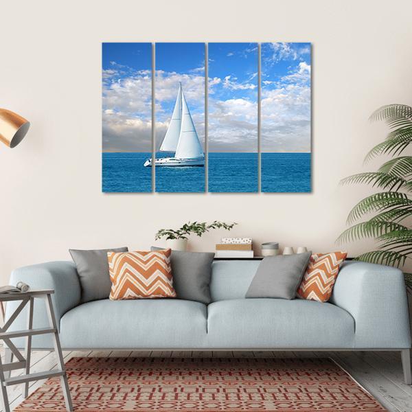 Modern Sail Boat Canvas Wall Art-4 Horizontal-Gallery Wrap-34" x 24"-Tiaracle