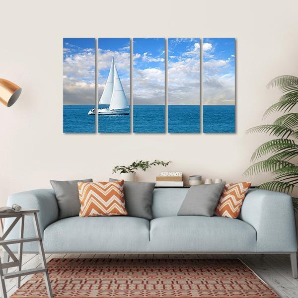 Modern Sail Boat Canvas Wall Art-5 Horizontal-Gallery Wrap-22" x 12"-Tiaracle