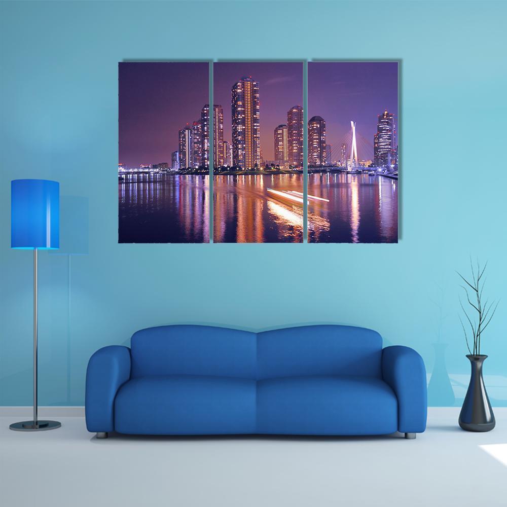 Modern Tokyo Buildings Canvas Wall Art-3 Horizontal-Gallery Wrap-37" x 24"-Tiaracle