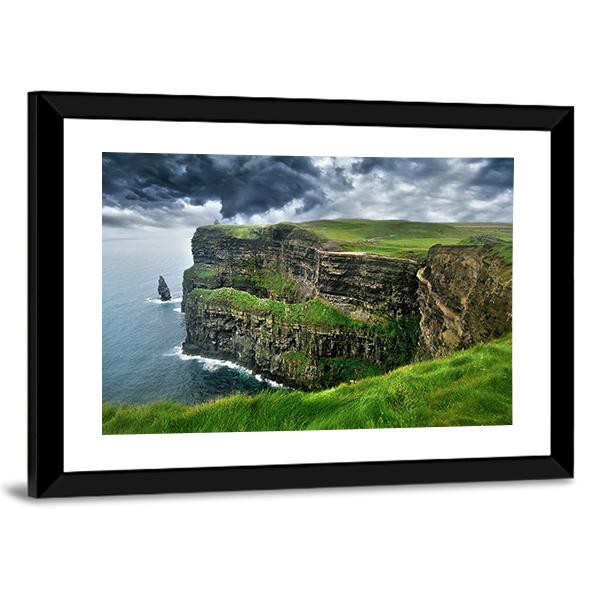Moher Cliffs Under Clouds Canvas Wall Art-3 Horizontal-Gallery Wrap-25" x 16"-Tiaracle