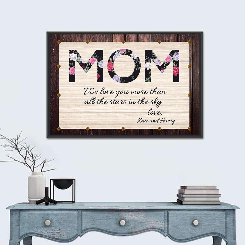 Love You More Than All The Stars - Mom - Premium Canvas Wall Art-Floating Frame-24x16-Tiaracle